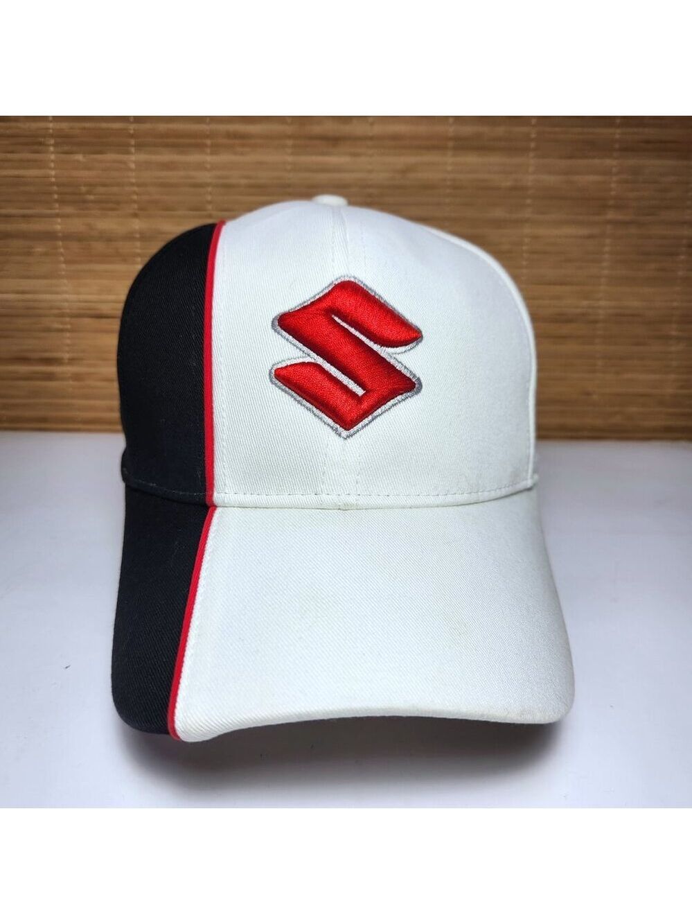 Suzuki Baseball Cap Hat white black red Adjustable